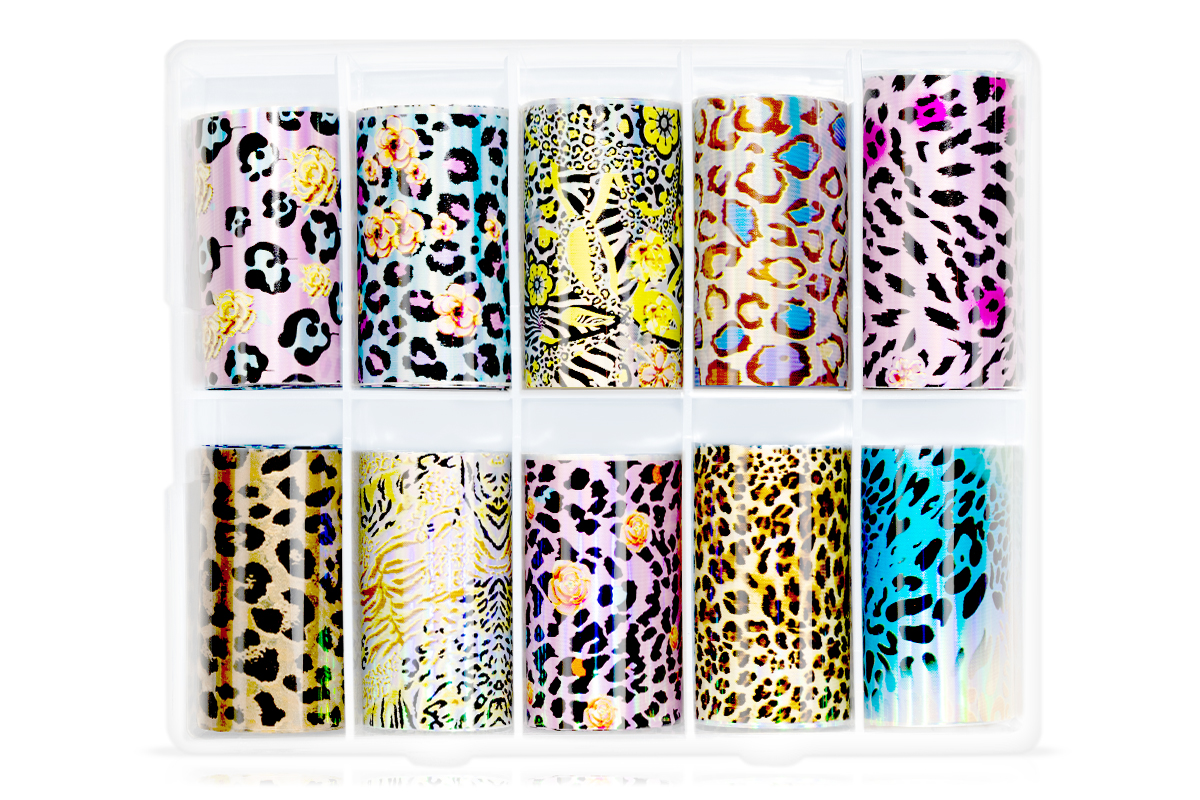 Jolifin Transfer-Nagelfolien Box - Hologramm Animal Print