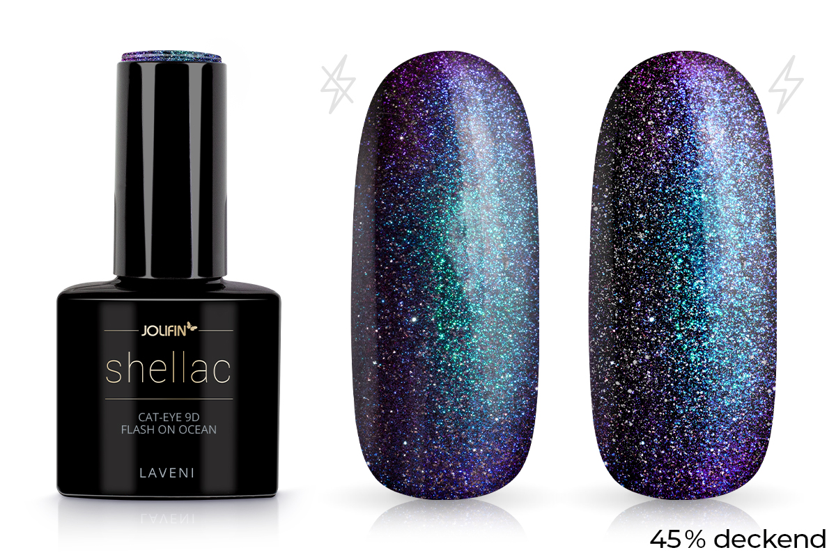 Jolifin LAVENI Shellac - Cat-Eye 9D FlashOn ocean 10ml