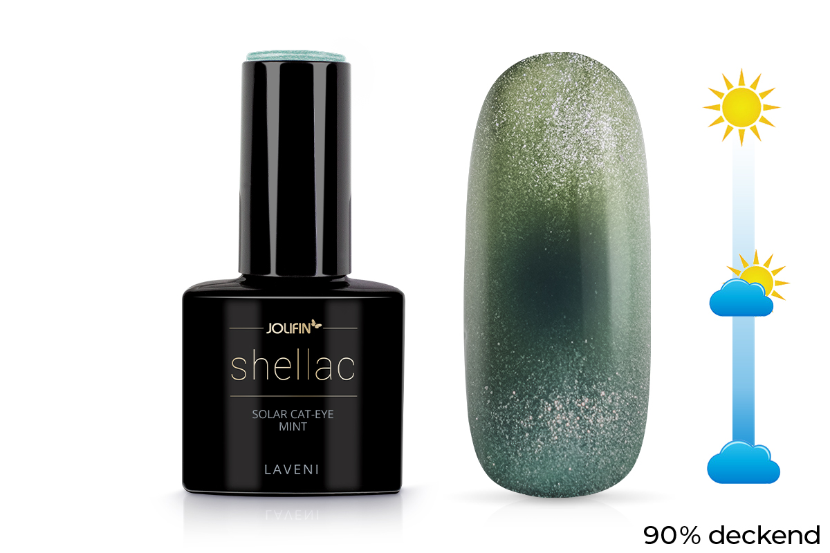 Jolifin LAVENI Shellac - Solar Cat-Eye mint 10ml