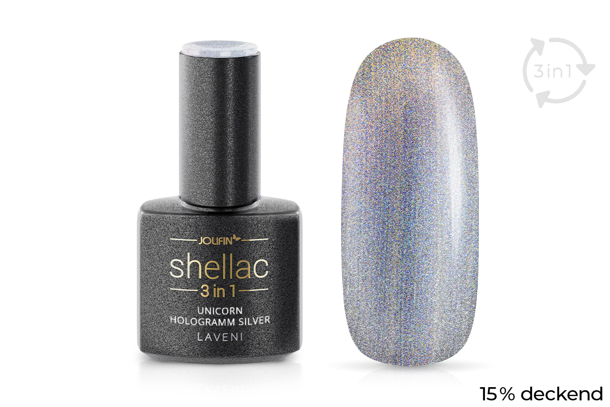 Jolifin LAVENI 3in1 Shellac - unicorn hologramm silver 10ml