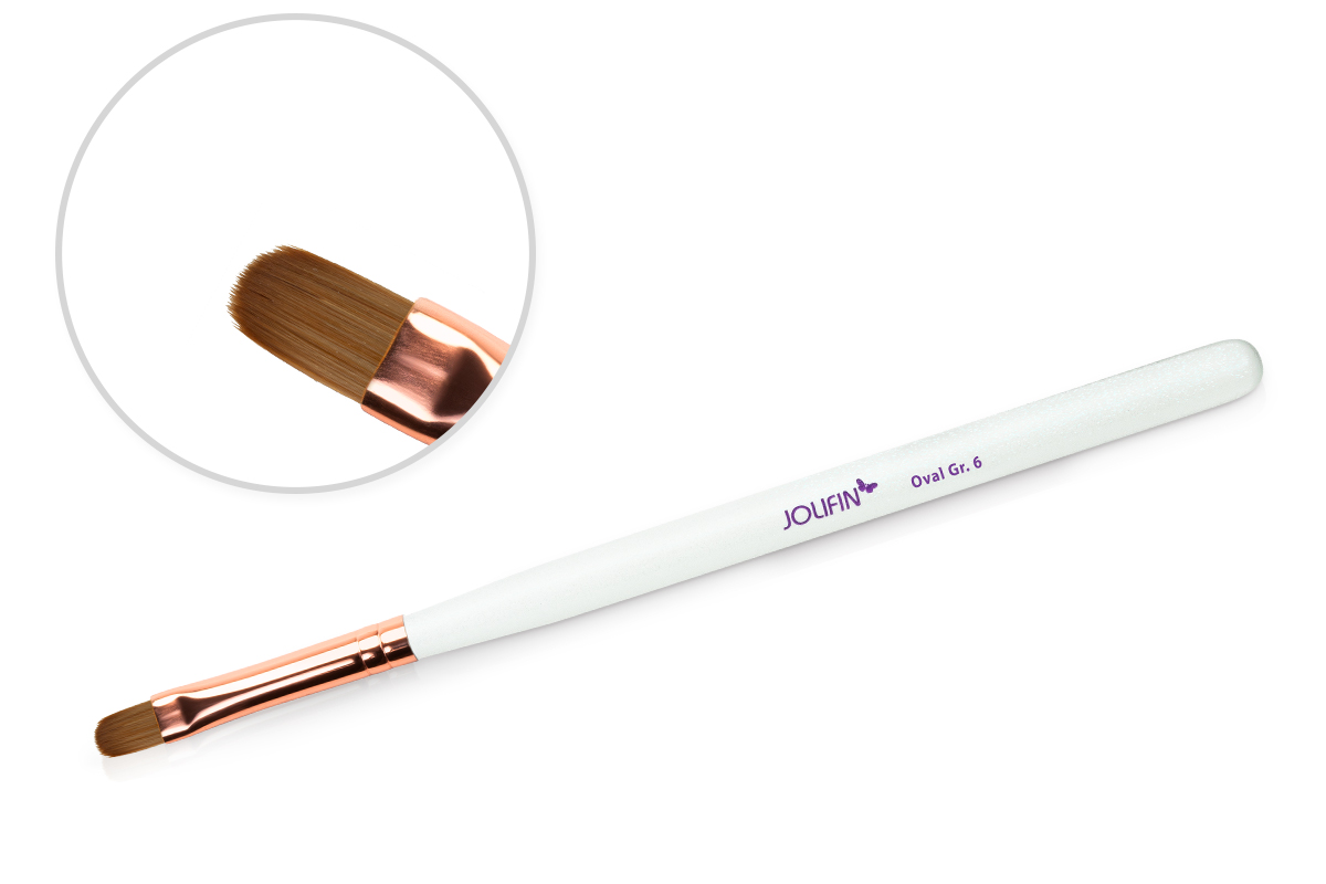 Jolifin White Pearl Gel-Pinsel - oval Gr. 6