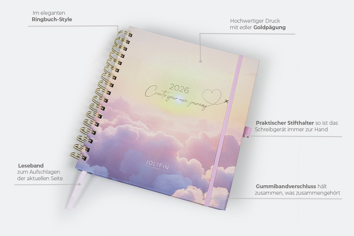 Jolifin diary calendar 2026 - premium Clouds