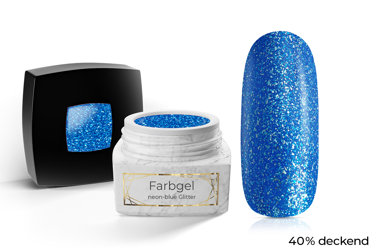 Jolifin LAVENI PRO Farbgel - neon-blue Glitter 5ml