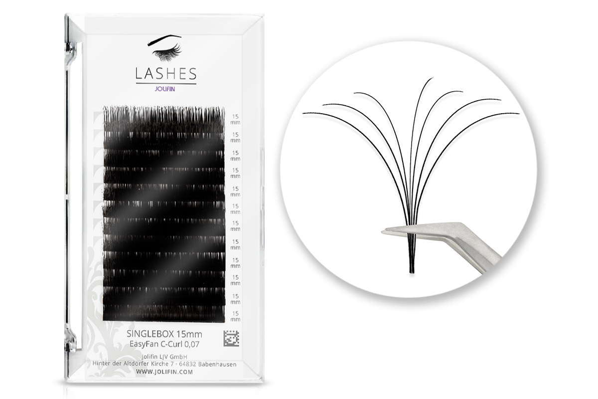 Jolifin Lashes - EasyFan - SingleBox 15mm C-Curl 0,07 