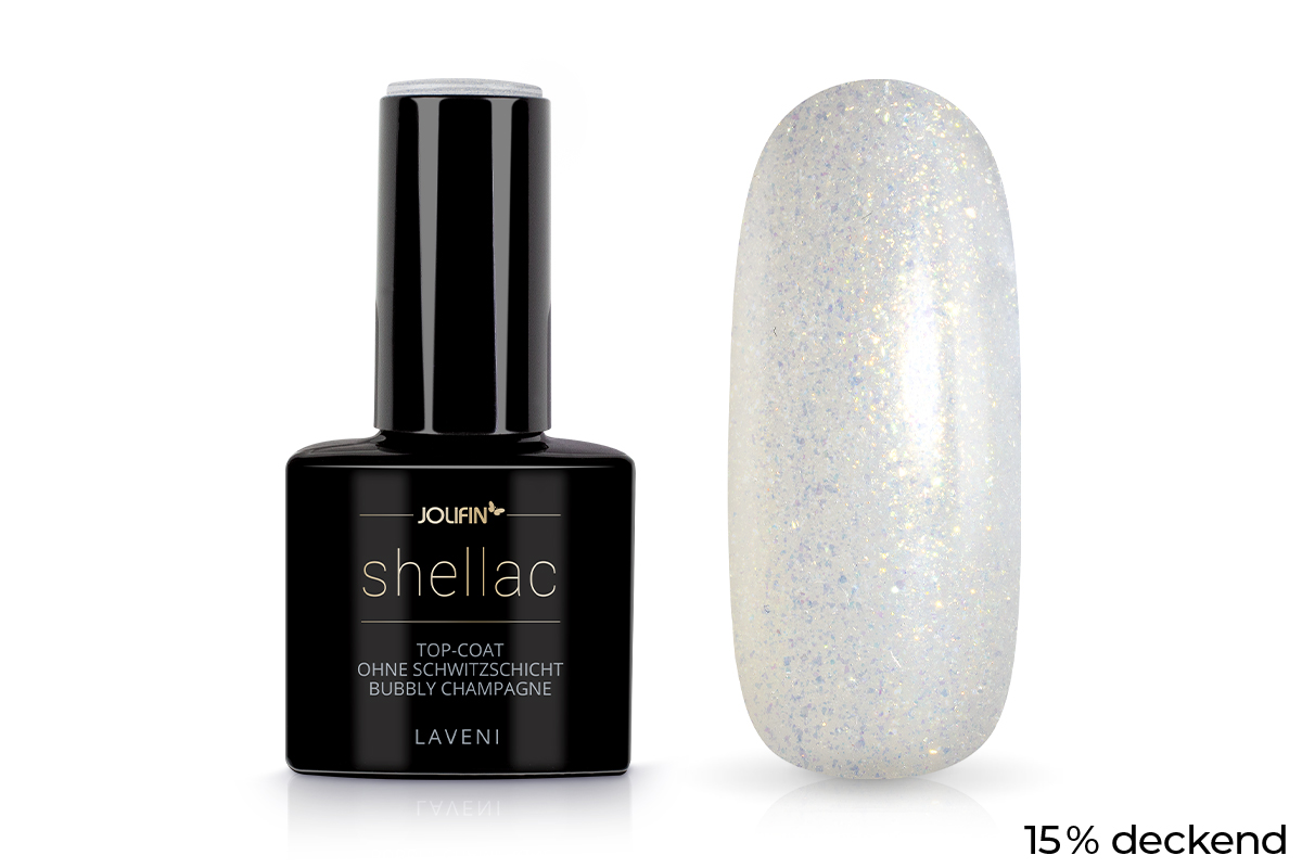 Jolifin LAVENI Shellac - Top-Coat ohne Schwitzschicht bubbly champagne 10ml