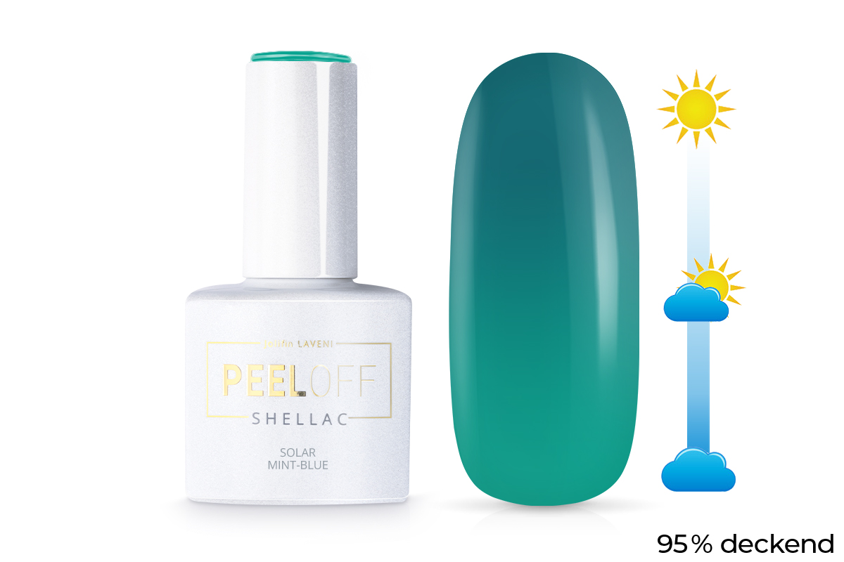 Jolifin LAVENI Shellac PeelOff - Solar mint-blue 10ml