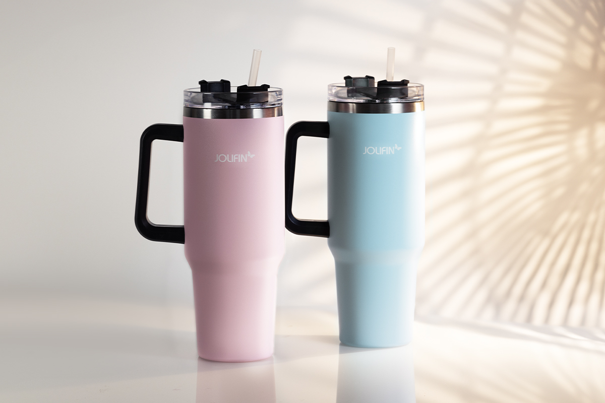 Jolifin stainless steel drinking cup 1.18L - pastel pink