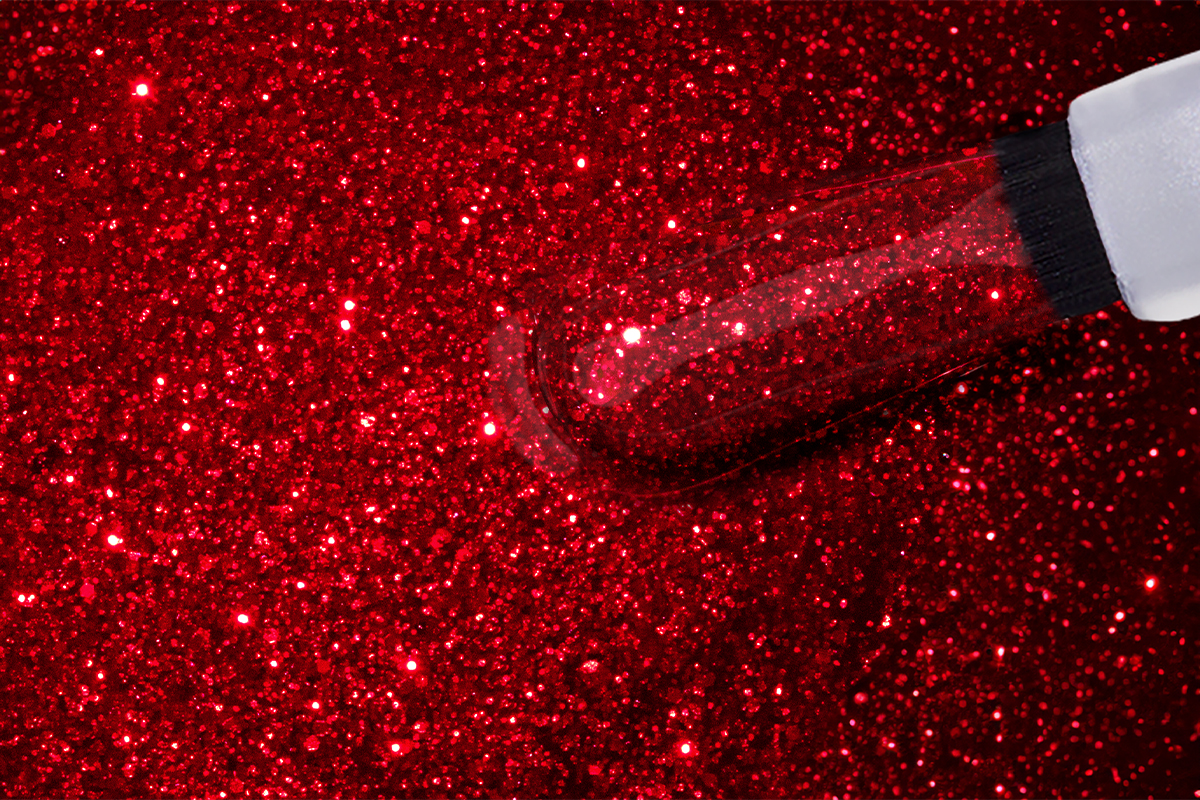 Jolifin LAVENI Shellac - magic red Glitter 10ml