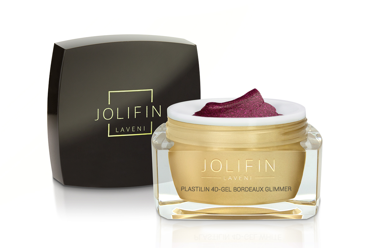 Jolifin LAVENI Plastilin 4D Gel - bordeaux Glimmer 5ml