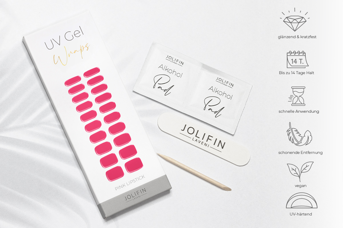 Jolifin LAVENI UV Gel-Wraps - pink lipstick