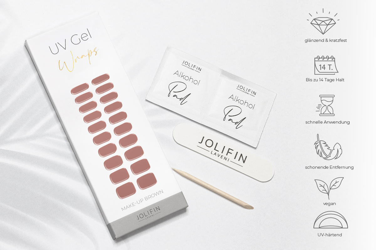 Jolifin LAVENI UV Gel-Wraps - make-up brown
