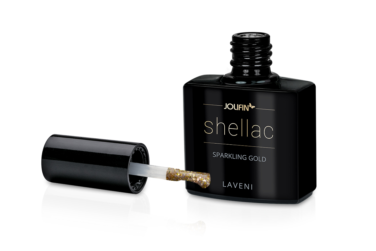 Jolifin LAVENI Shellac - sparkling gold 10ml