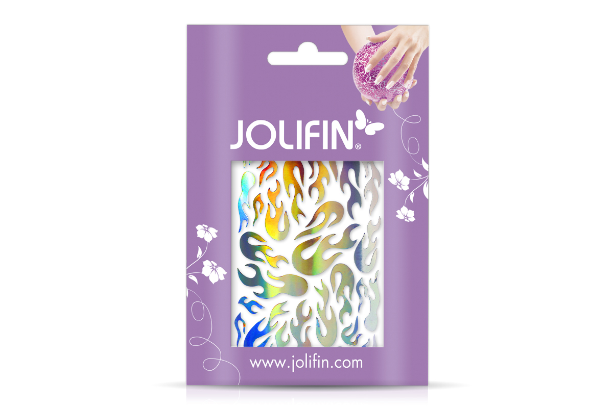 Jolifin Hologramm Sticker - Flame silver rainbow