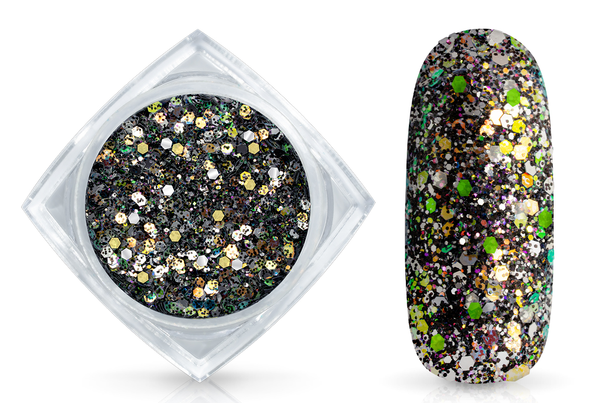 Jolifin LAVENI Luxury Glitter Hologram - silver-black