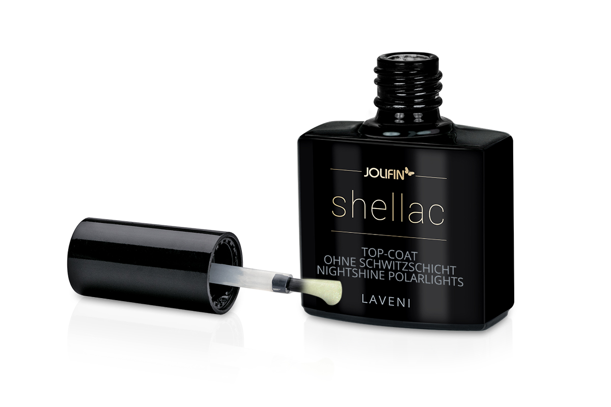 Jolifin LAVENI Shellac - Top-Coat without sweat layer nightshine polarlights 10ml