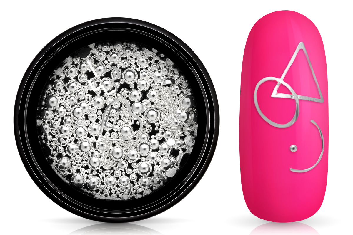 Jolifin LAVENI Luxury Nail Art Mix - silver pearls