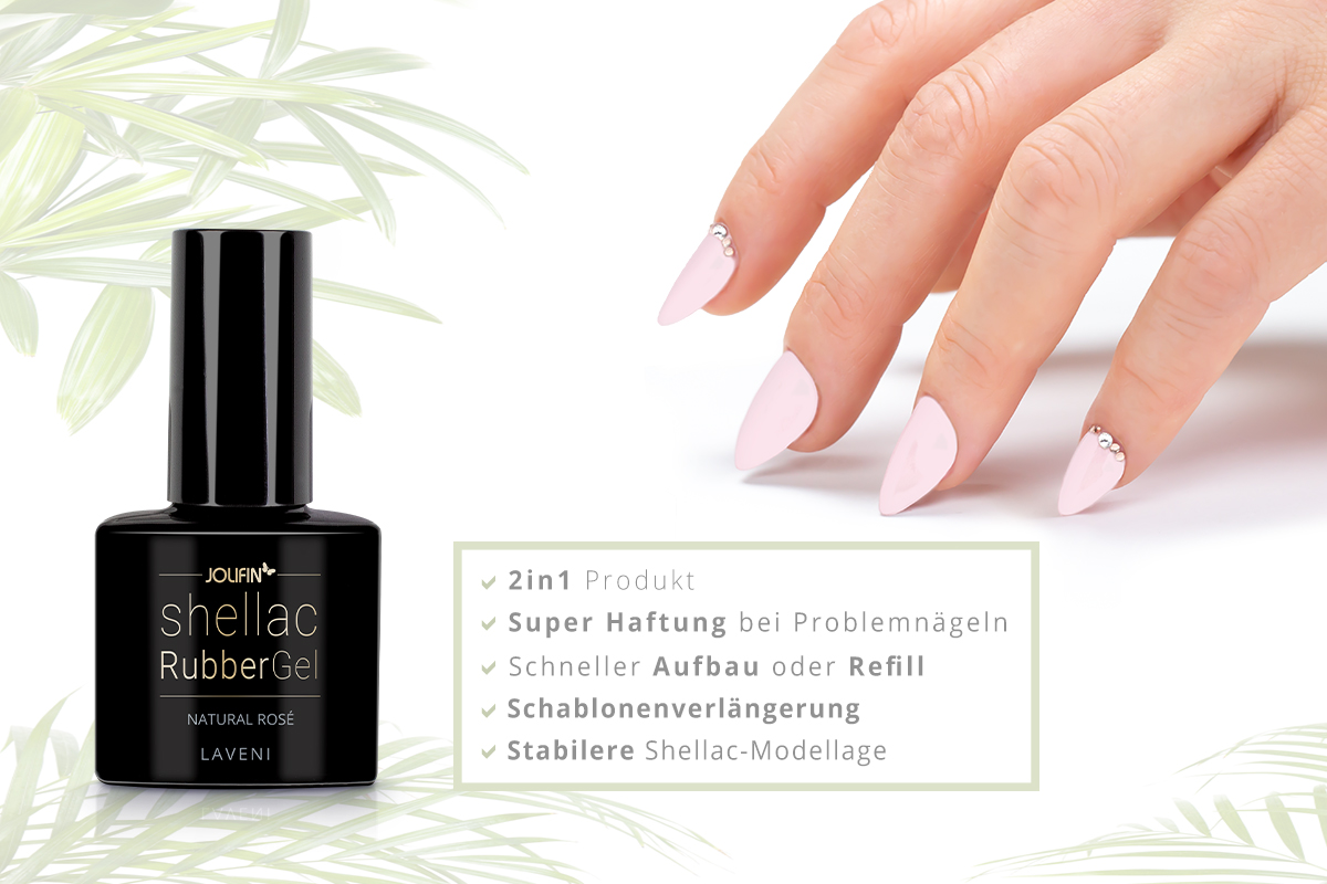 Jolifin LAVENI Shellac RubberGel - natural rosé 10ml