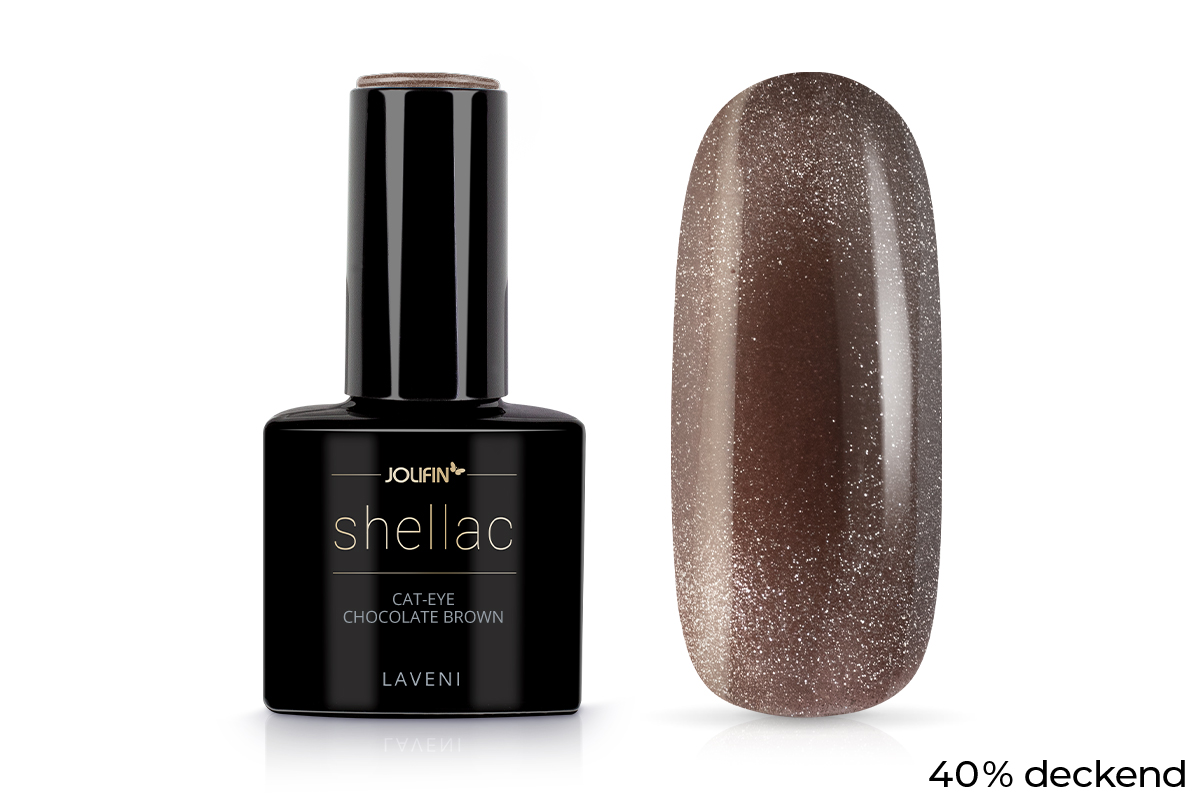 Jolifin LAVENI Shellac - Cat-Eye chocolate brown 10ml