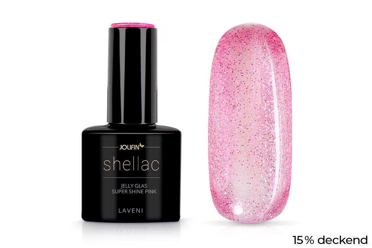 Jolifin LAVENI Shellac - Jelly Glas super shine pink 10ml
