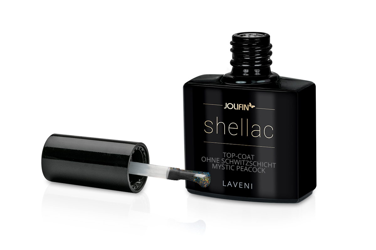 Jolifin LAVENI Shellac - Top-Coat ohne Schwitzschicht mystic peacock 10ml