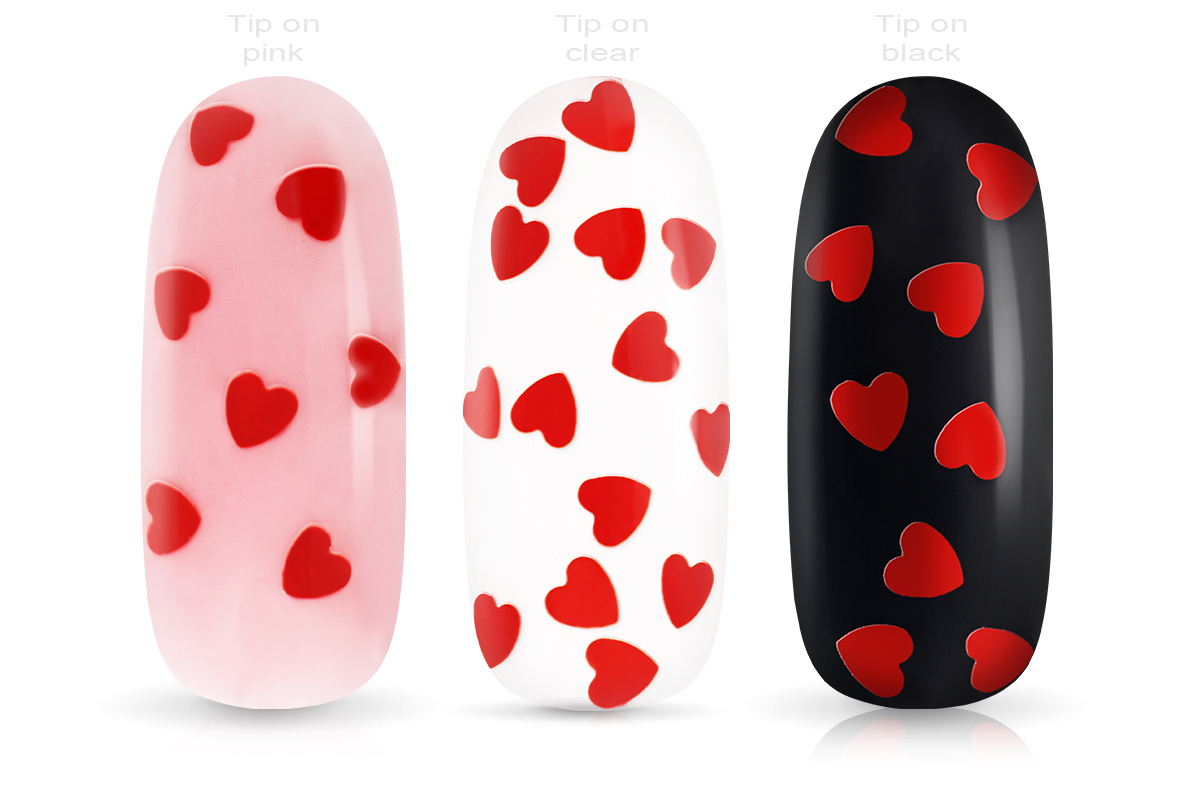 Jolifin LAVENI Shellac - Top-Coat without sweat layer red hearts 10ml