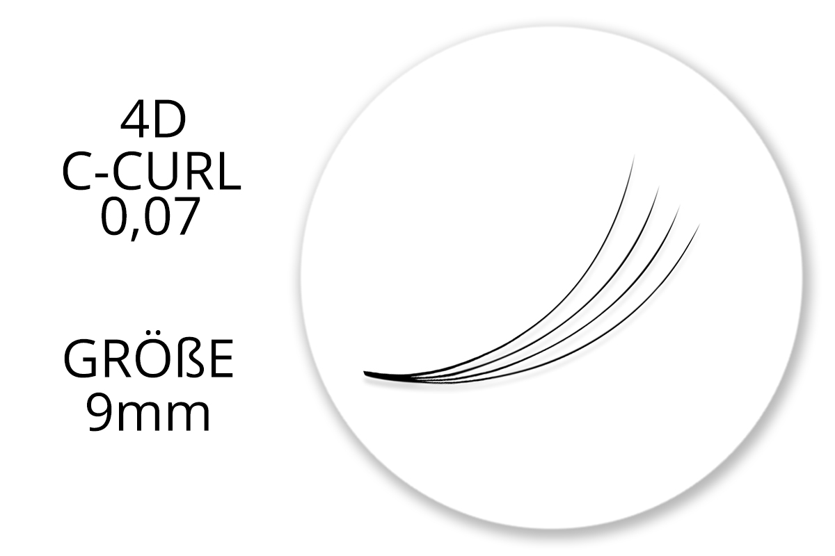 SingleBox 9mm - 4D Wimpernfächer C-Curl 0,07