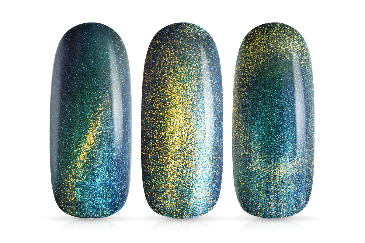 Jolifin LAVENI Shellac - Cat-Eye 9D chameleon gold-petrol 10ml