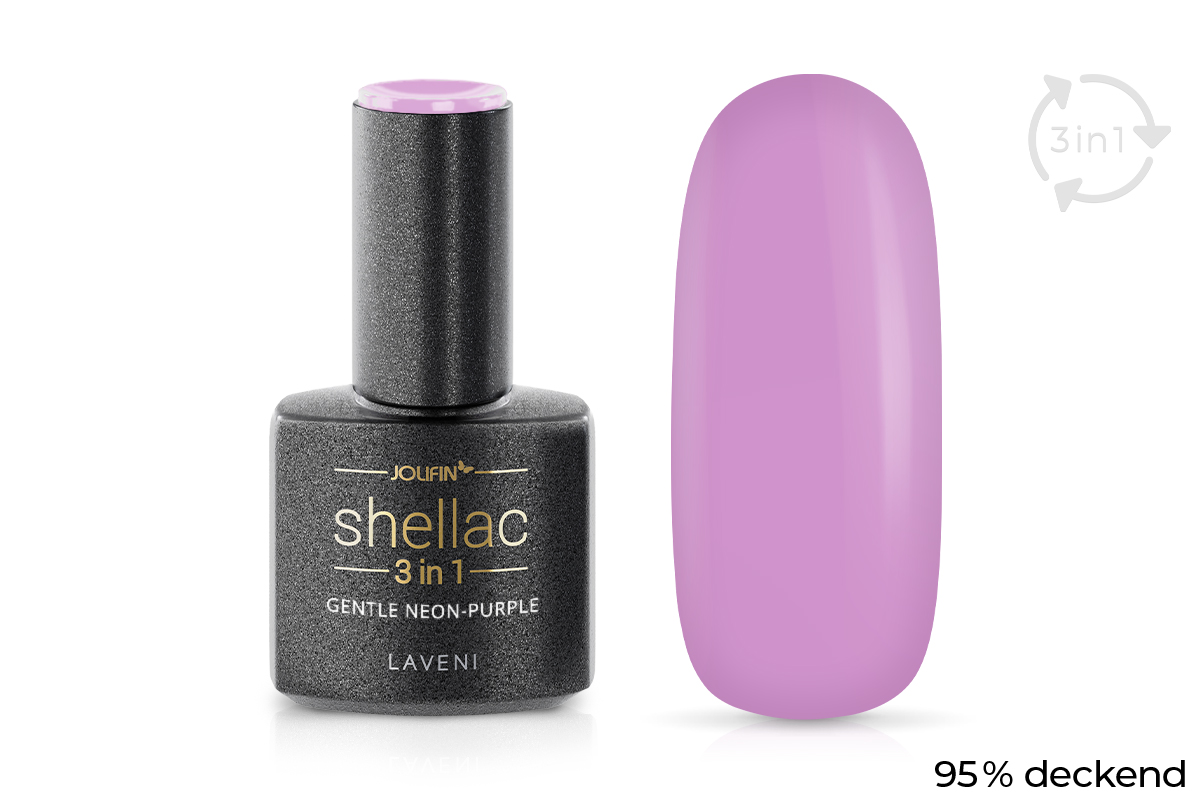 Jolifin LAVENI 3in1 Shellac - gentle neon-purple 10ml