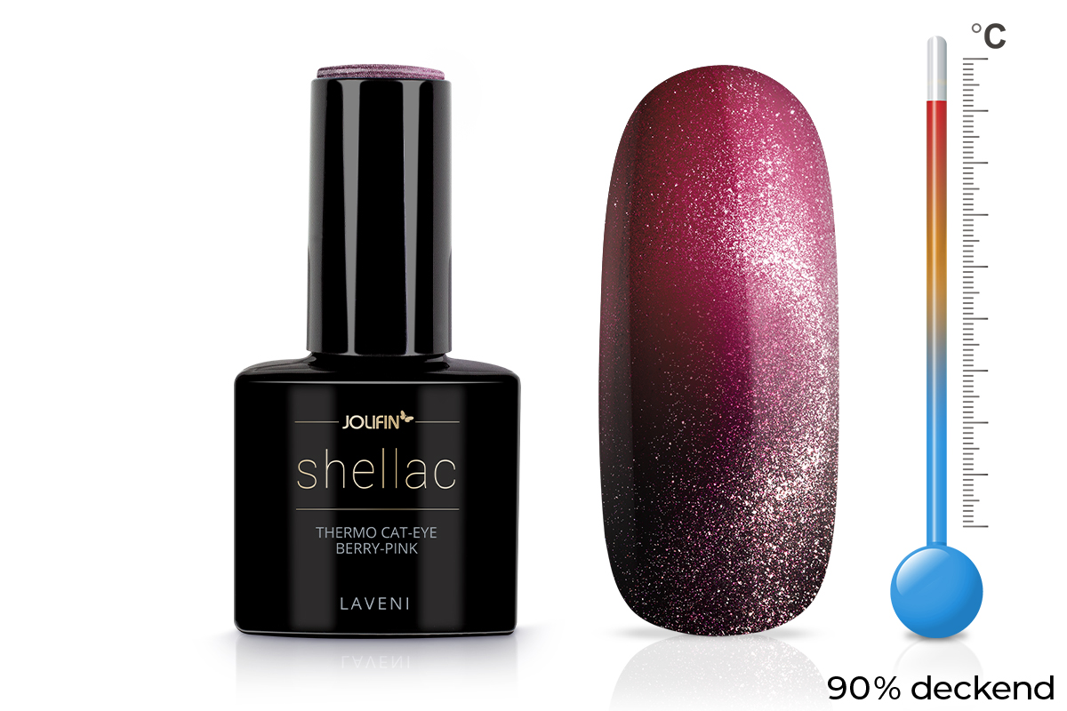 Jolifin LAVENI Shellac - Thermo Cat-Eye berry-pink 10ml