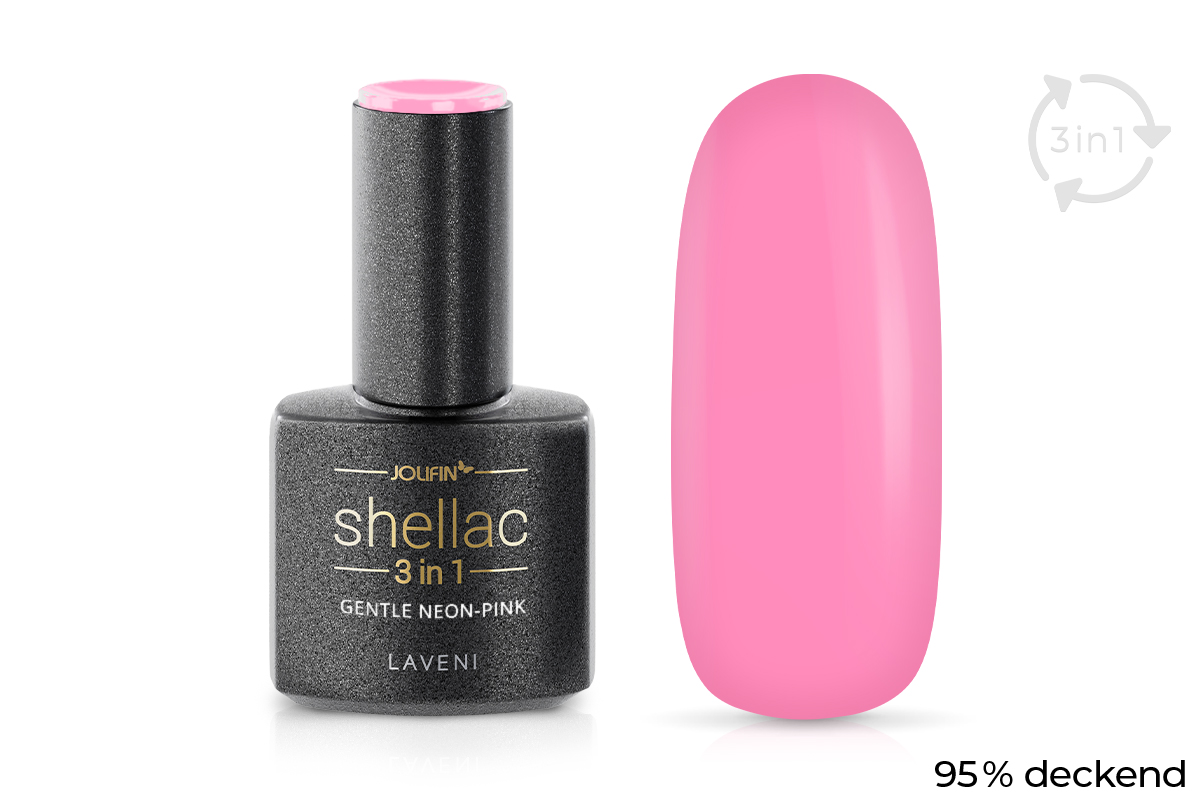 Jolifin LAVENI 3in1 Shellac - gentle neon-pink 10ml