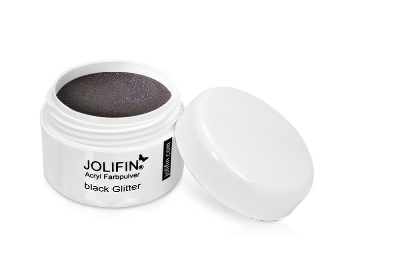 Jolifin Acryl Farbpulver - black Glitter 5g