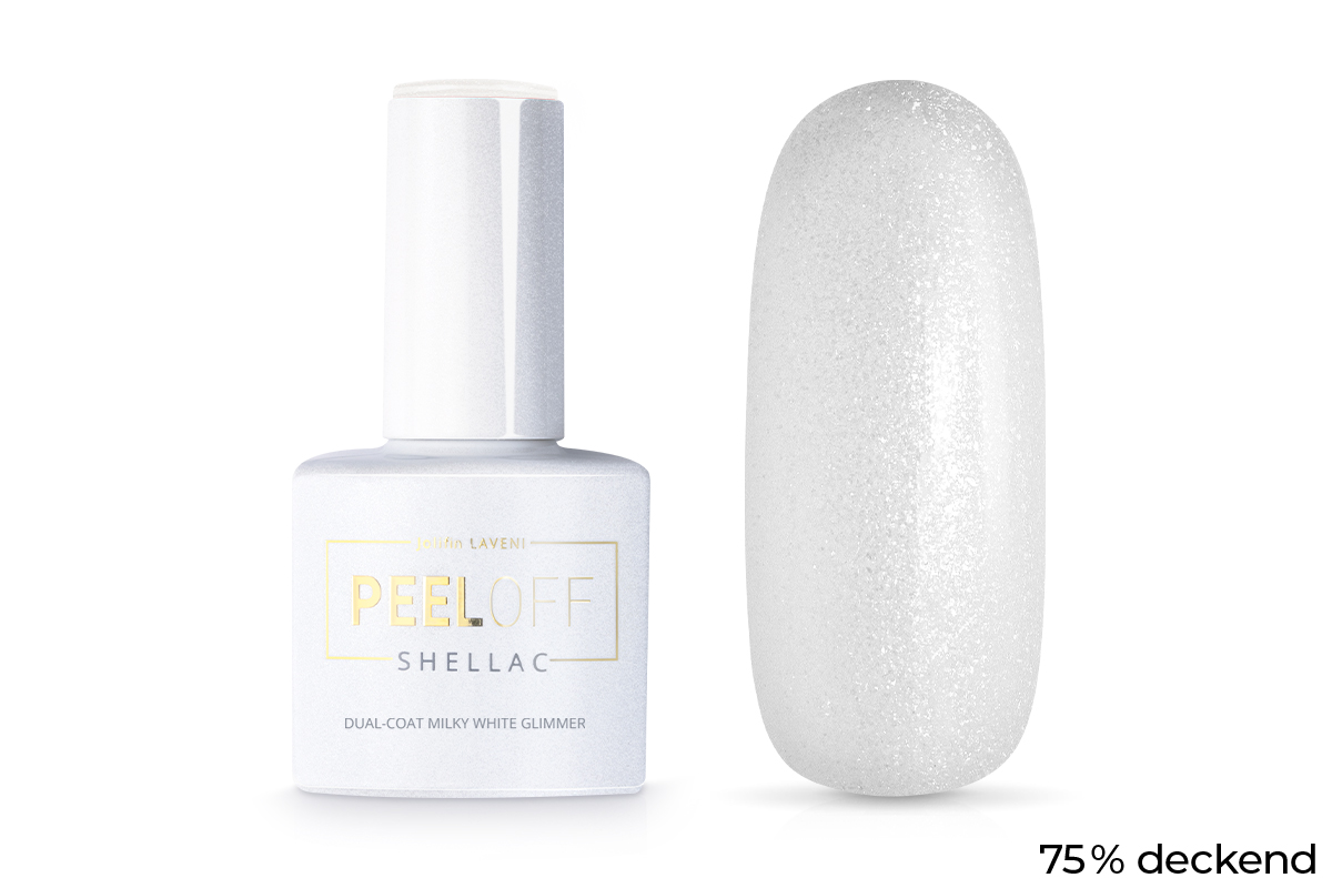 Jolifin LAVENI Shellac PeelOff - Dual-Coat milky white Glimmer 10ml
