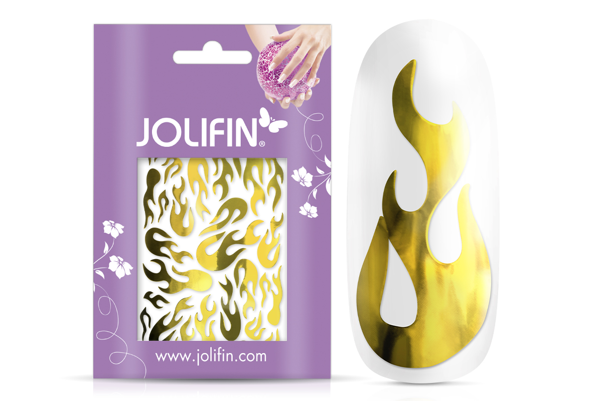 Jolifin Hologramm Sticker - Flame gold chrome