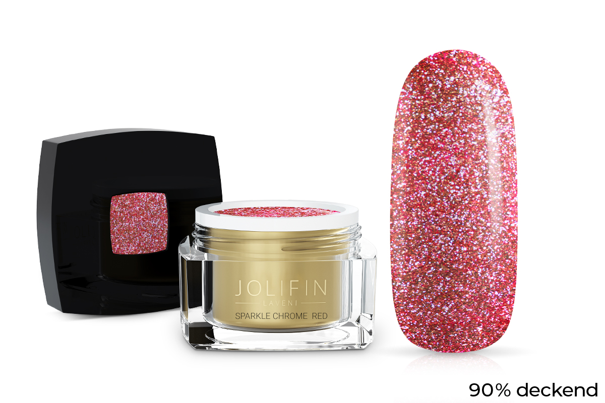 Jolifin LAVENI Farbgel - sparkle chrome red 5ml