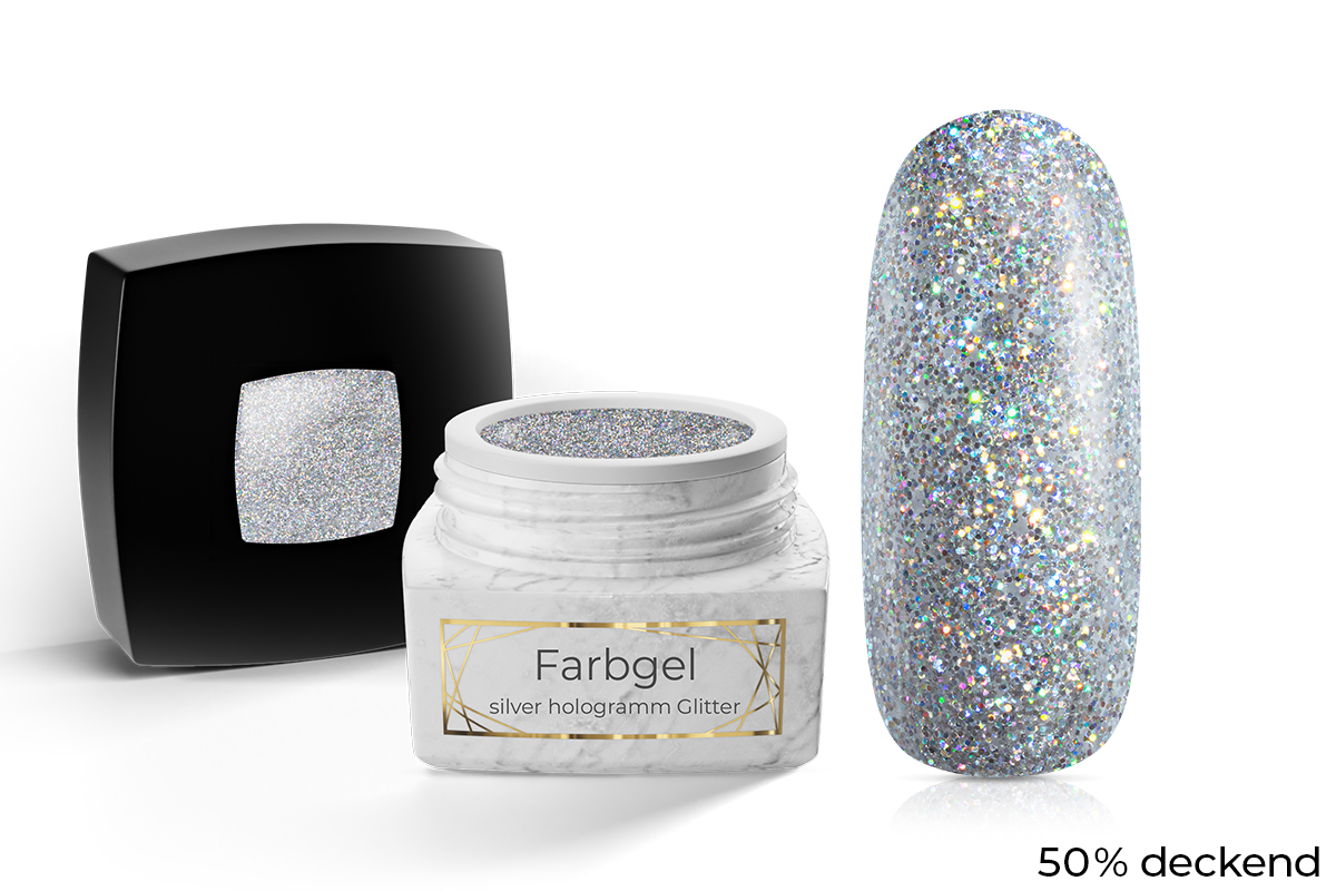 Jolifin LAVENI PRO colour gel - silver hologram glitter 5ml