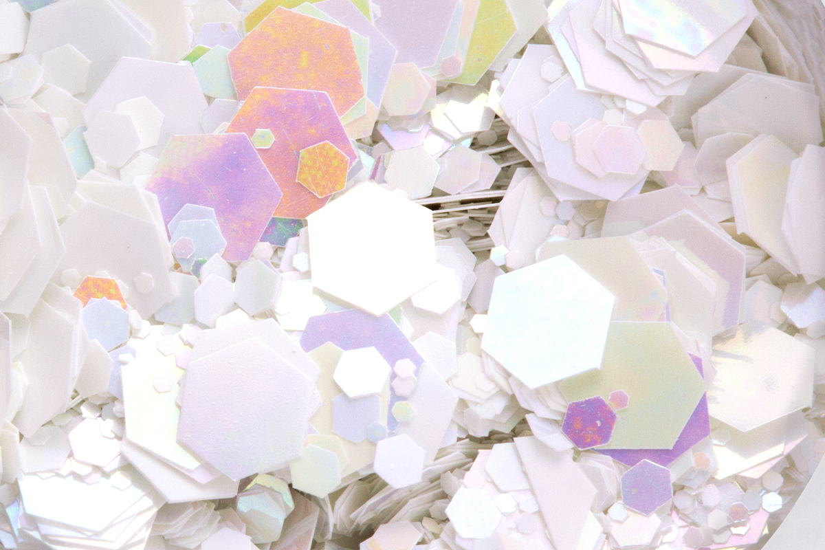 Jolifin Hexagon Glitter Matt - Aurora white