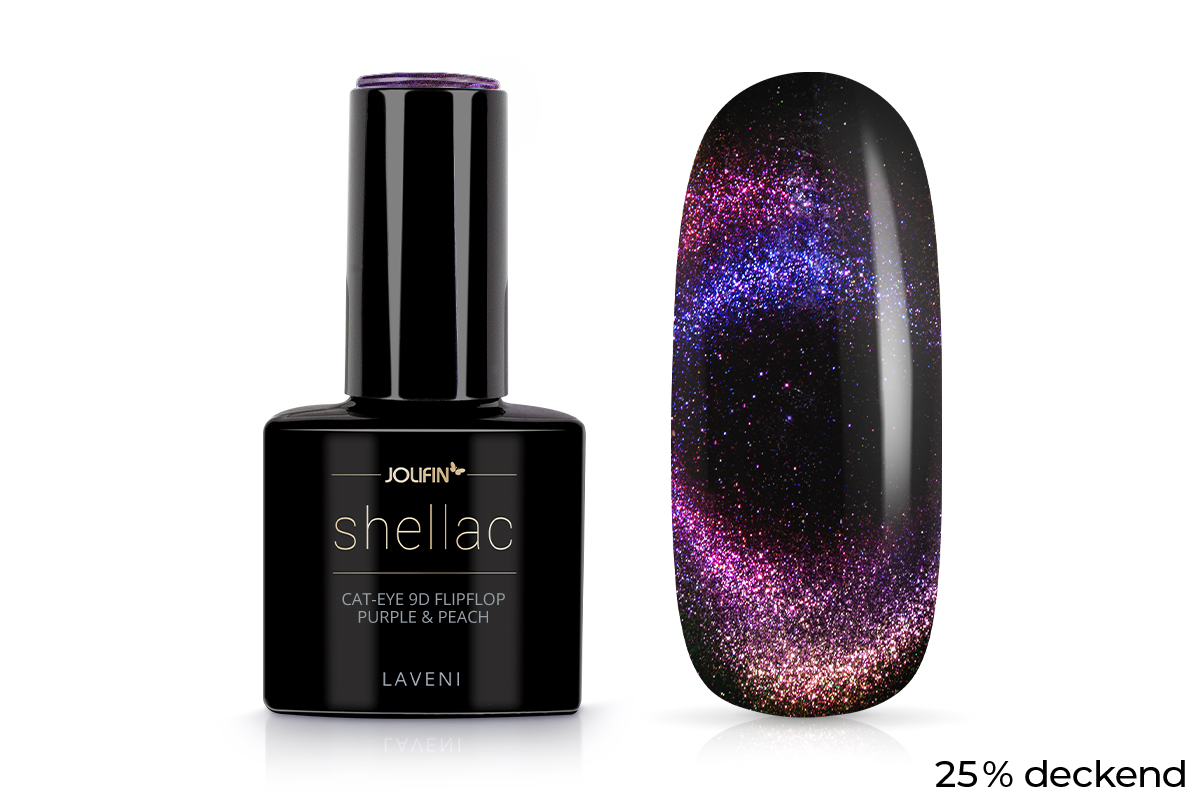 Jolifin LAVENI Shellac - Cat-Eye 9D FlipFlop purple & peach 10ml