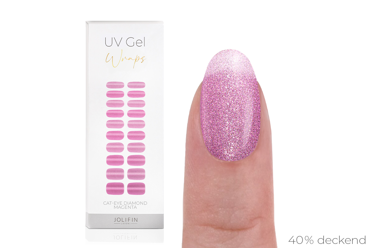Jolifin LAVENI UV Gel-Wraps - Cat-Eye diamond magenta