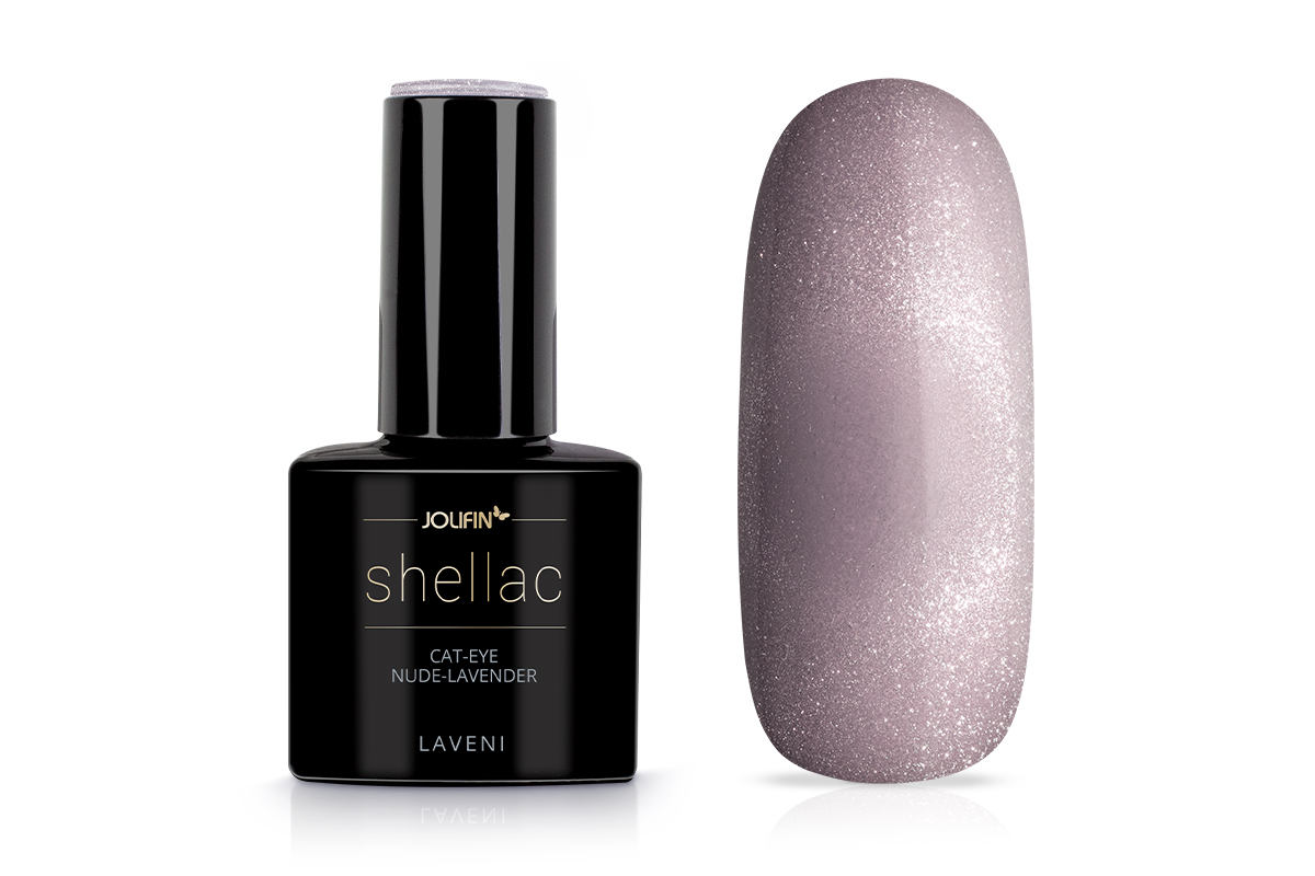 Jolifin LAVENI Shellac - Cat-Eye nude-lavender 10ml