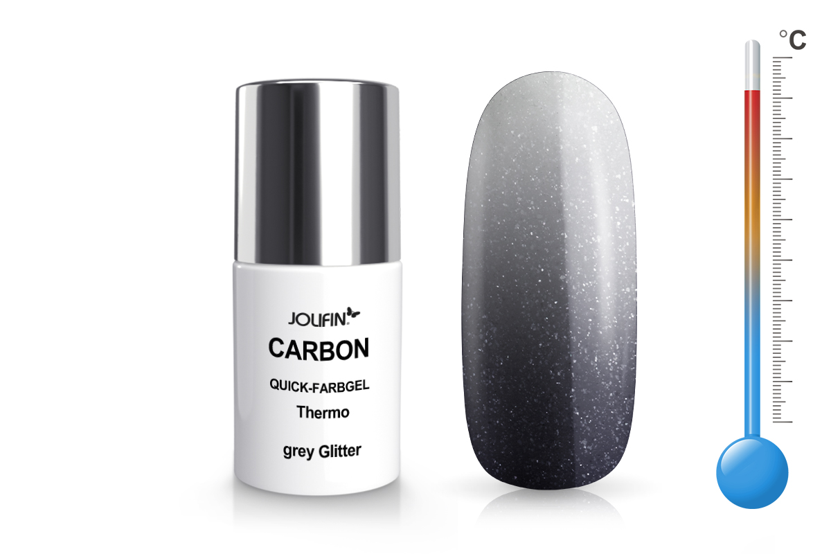Jolifin Carbon Quick-Farbgel Thermo grey glitter 11ml
