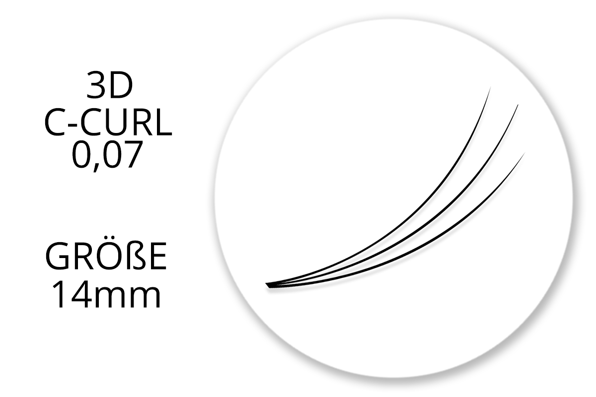 SingleBox 14mm - 3D Wimpernfächer C-Curl 0,07