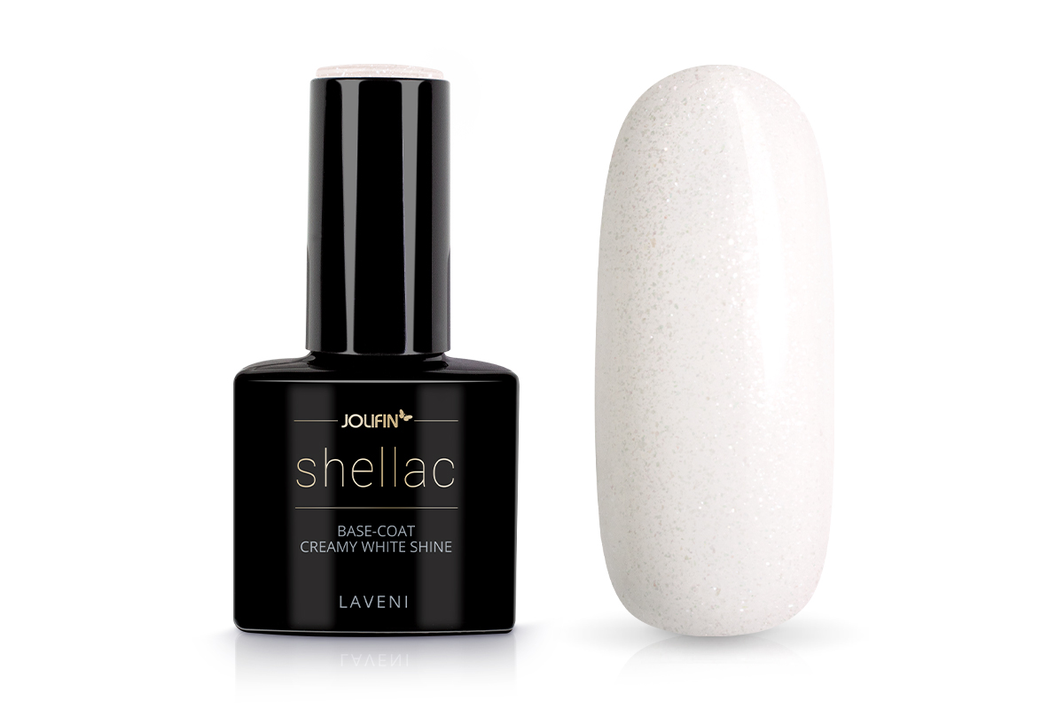 Jolifin LAVENI Shellac - Base-Coat creamy white shine 10ml