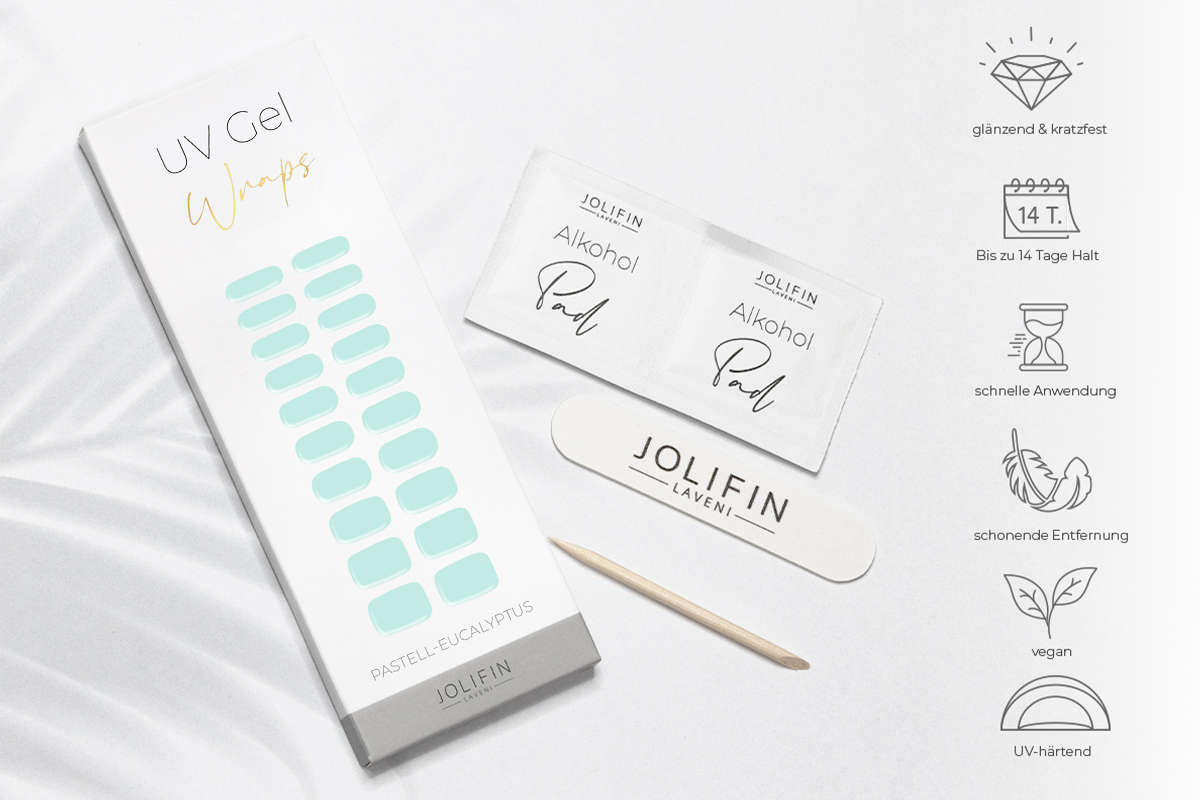 Jolifin LAVENI UV Gel Wraps - pastel eucalyptus