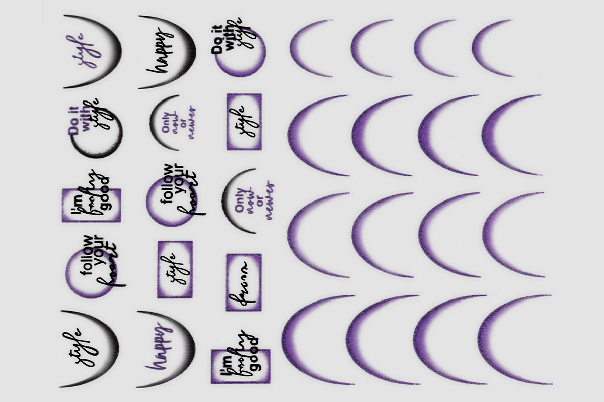 Jolifin LAVENI XL Sticker - Ombre French round purple