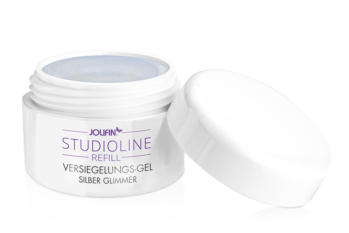 Jolifin Studioline Refill - Versiegelungs-Gel silber Glimmer 30ml