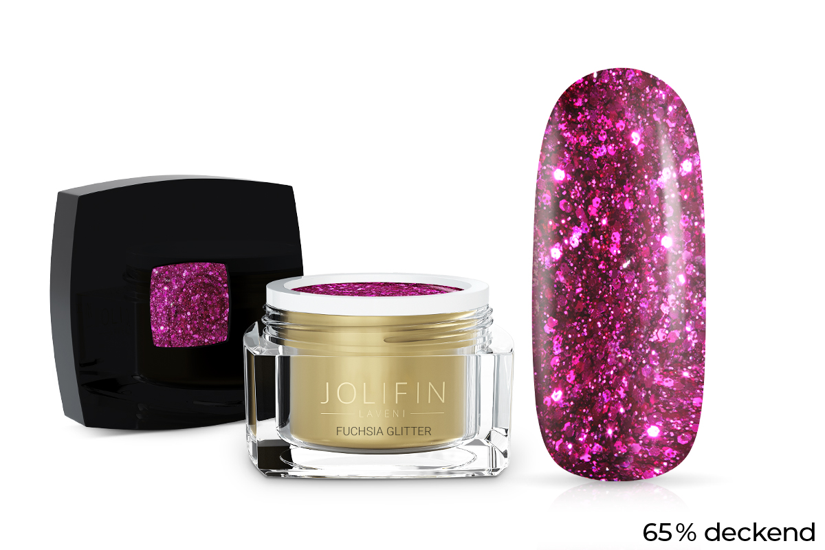 Jolifin LAVENI Farbgel - fuchsia Glitter 5ml