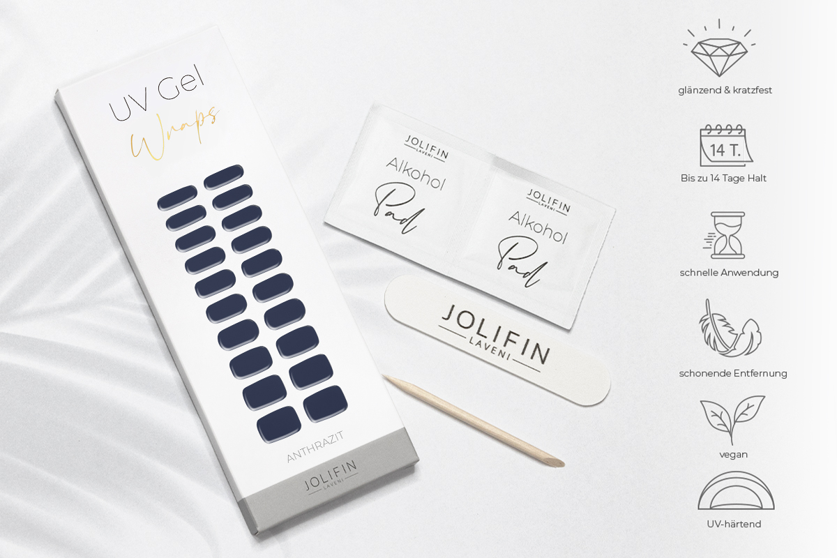 Jolifin LAVENI UV Gel Wraps - anthracite