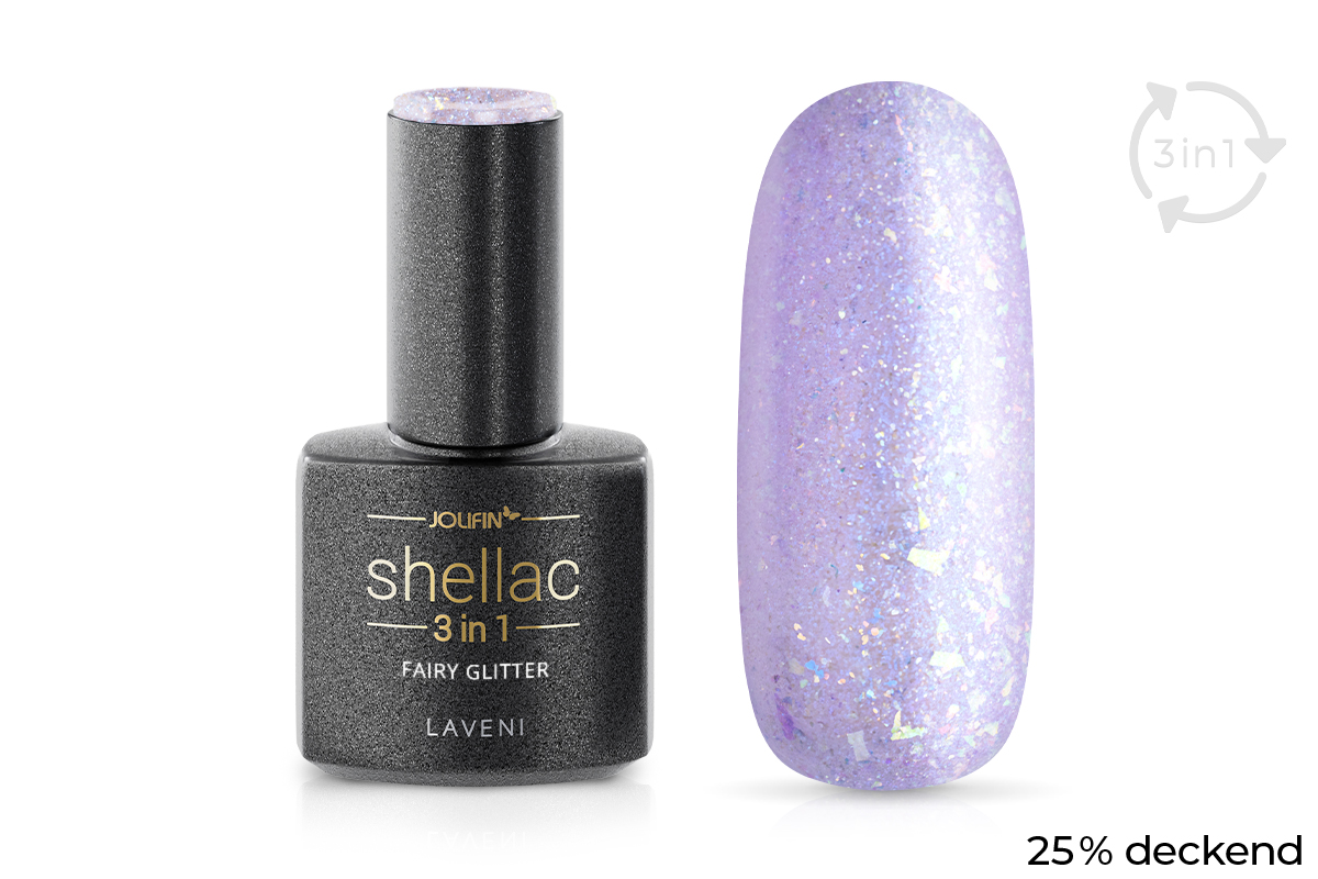 Jolifin LAVENI 3in1 Shellac - fairy Glitter 10ml