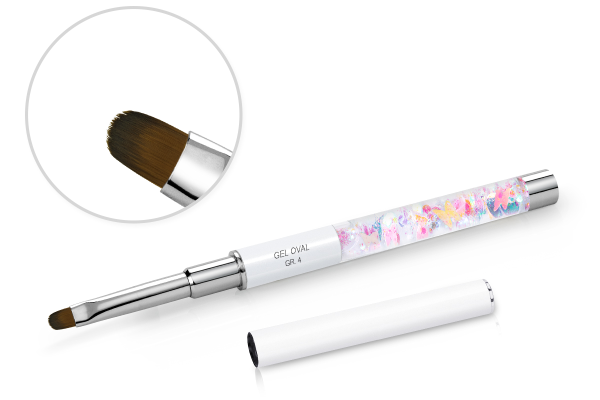Jolifin Premium Pinsel Schmetterling weiß - Gel oval Gr. 4