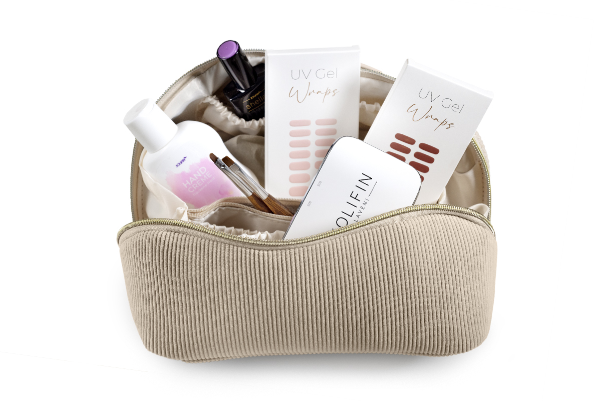 Jolifin Kosmetik- & Pinseltasche - beige Kord